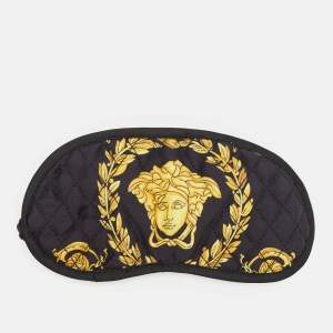 Versace Black Crete de Fleur Silk Sleep Mask