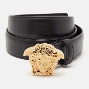 Versace Black Leather Medusa Buckle Belt 85CM