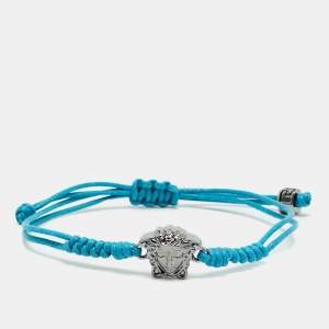Pre Owned Versace Medusa Gunmetal Tone Cord Bracelet