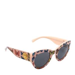 Pre Owned Versace Tribute Pink Butterfly Print/ Grey VE 4353 Cat Eye Sunglasses