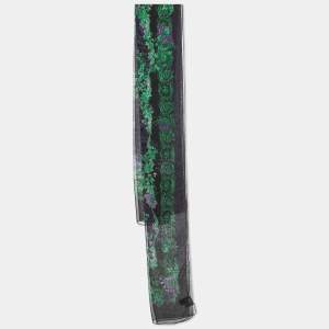 Pre Owned Versace Black/Purple Floral Print Silk Stole