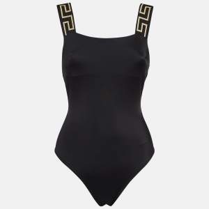 Versace Black Jersey and Chiffon Swimsuit With Cover-Up Skirt S/M