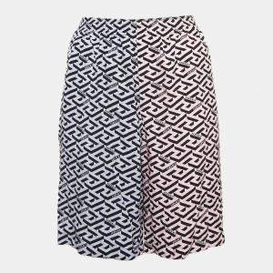 Versace Pink/Purple Logo Print Crepe Shorts L