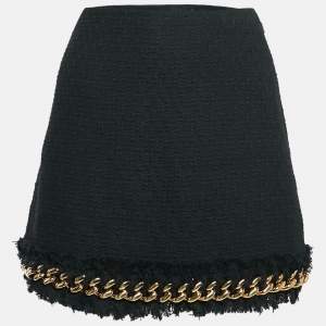 Versace Black Tweed Chain Insert Mini Skirt M