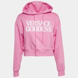 Versace Pink Embroidered Cotton Hoodie S