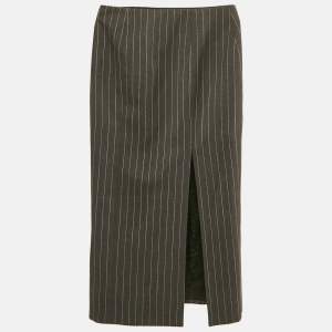 Versace Grey Pinstripe Wool Pencil Skirt S