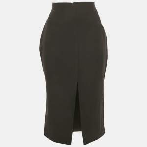 Versace Black Silk Front Slit Detail Pencil Skirt M