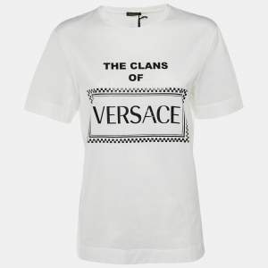 مملوكة مسبقًا Versace White The Clans of Versace Cotton Crew Neck T-Shirt M