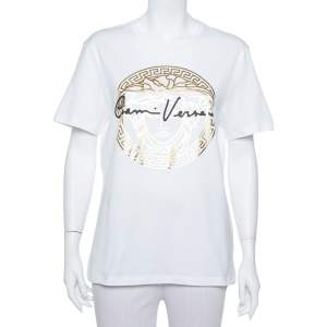 Versace White Medusa Signature Printed Cotton Crewneck T-Shirt M