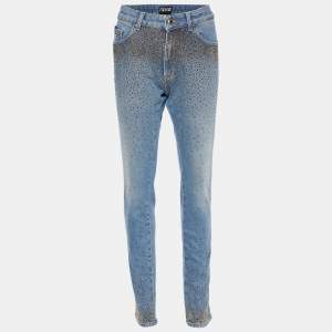 Versace Jeans Couture Blue Rhinestone Embellished Denim Skinny Jeans L