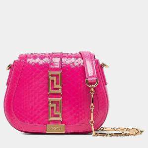 مملوكة مسبقًا Versace Greca Pink Leather Chain Shoulder Bag