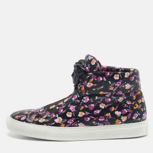 Versace Multicolor Printed Leather Medusa Strap High Top Sneakers Size 40