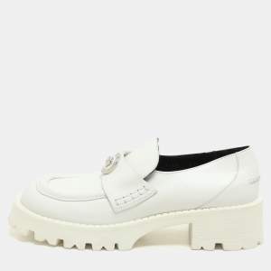 Versace White Leather Medusa Loafers Size 39.5