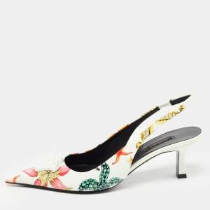 Versace Cream Patent Leather Medusa Slingback Pumps Size 40