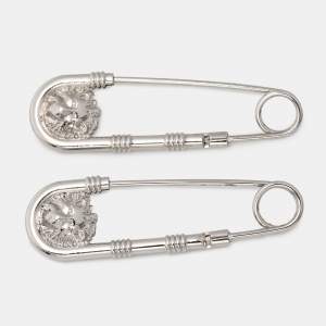 Versace Silver Tone Safety Pin Brooch Set of Two