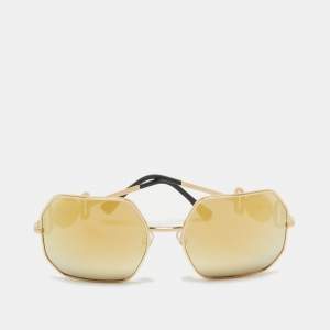 Versace Gold Tone/Grey Mirrored VE 2248 Geometric Sunglasses