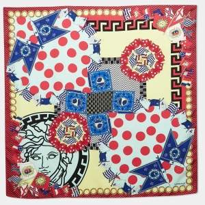 Pre Owned Versace Multicolor Printed Silk Scarf 