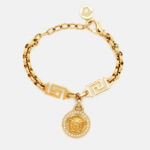 Versace Medusa Greca Crystals Gold Tone Bracelet