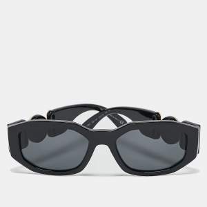 Pre Owned Versace Black 4361 Medusa Biggie Rectangular Sunglasses