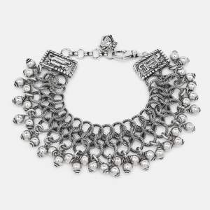 Versace Medusa Gunmetal Tone Triple Link Charm Bracelet