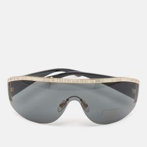 Pre Owned Versace Black/Yellow Gradient  MOD. 4232-B Crystals Shield Sunglasses