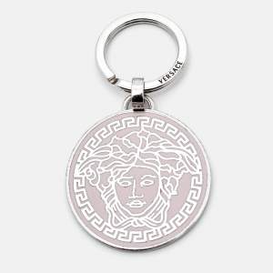 مملوكة مسبقًا Versace Medusa Enamel Silver Tone Keyring