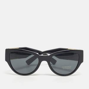 Pre Owned Versace Black MOD 4398 Medusa Cat Eye Sunglasses