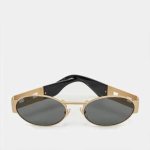 Pre Owned Versace Black/Gold Tone MOD2264 Medusa Oval  Sunglasses