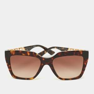 Pre Owned Versace Tortoiseshell Brown Gradient MOD 4418 Greca Square Sunglasses