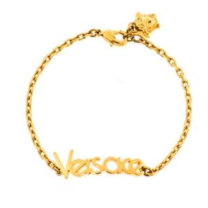 Versace Vintage Gold Tone Logo Bracelet