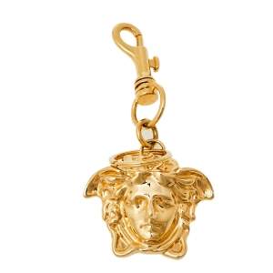 Versace Gold Tone Metal Medusa Icon Key Ring / Bag Charm 