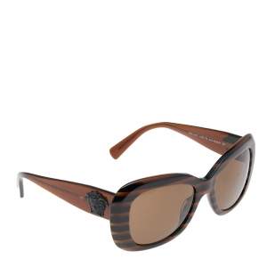 Versace Striped Brown/ Brown VE 4317 Rectangular Sunglasses