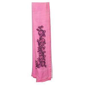Versace Pink & Lavender Logo Fil Coupe Silk Scarf