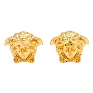 Versace Gold Tone Medusa Stud Earrings