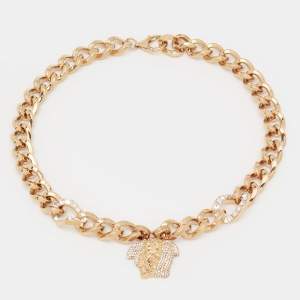 Versace Palazzo Medusa Crystals Gold Tone Necklace