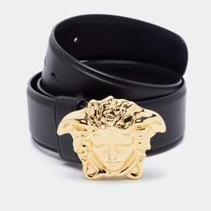 Versace Black Leather Medusa Buckle Belt 75CM