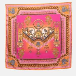 Pre Owned Versace Multicolor Printed Square Silk Scarf