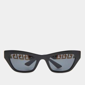 Versace Black/Grey 4419 Logo Metal Temple Detail Square Sunglasses