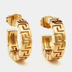 Versace Greca Gold Tone Earrings