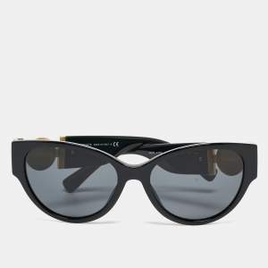 Pre Owned Versace Black 4368 Medusa Medallion Cat Eye Sunglasses