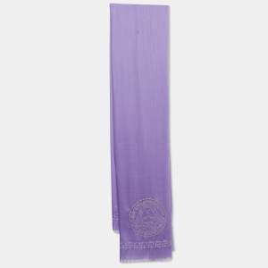Pre Owned Versace Purple Medusa Embroidered Cashmere Scarf