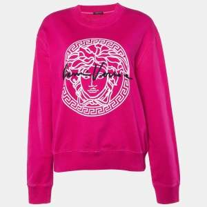 Versace Pink Medusa Print Cotton Embroidered Sweatshirt M
