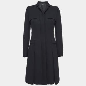Versace Black Wool Single-Breasted Trench Coat S
