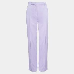 Versace Light Purple Crepe Pleated Straight Leg Trousers S 