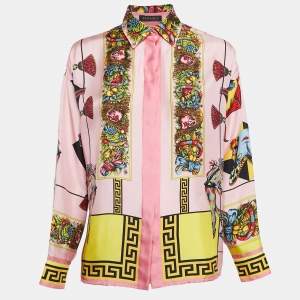 Versace Pink Printed Silk Long Sleeve Skirt S
