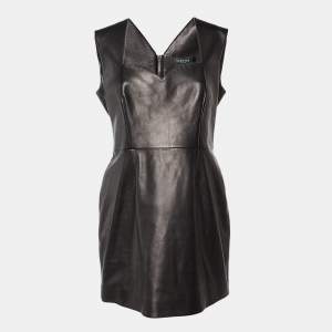 Versace Brown Leather Sleeveless Mini Dress L
