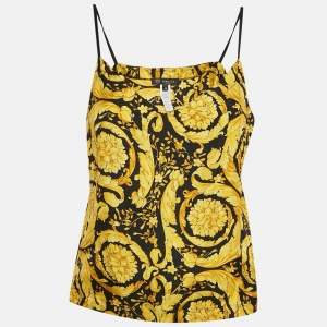 Versace Underwear Yellow Barocco Print Silk Camisole XL