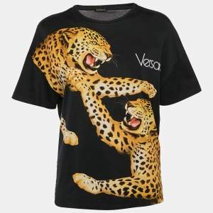 Versace Black Printed Cotton Crew-Neck T-Shirt S