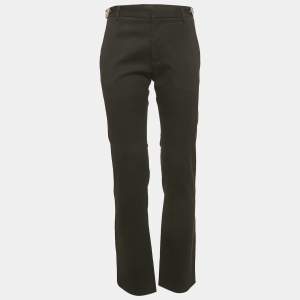 Versace Black Gabardine Belt Detail Trousers M