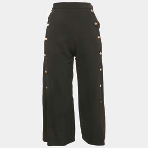 Versace Black Virgin Wool Button Detail Capri Pants S
